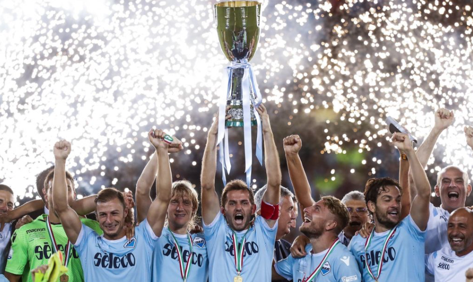 Current Lazio Captain Senad Lulic Hoisting the Coppa Italia