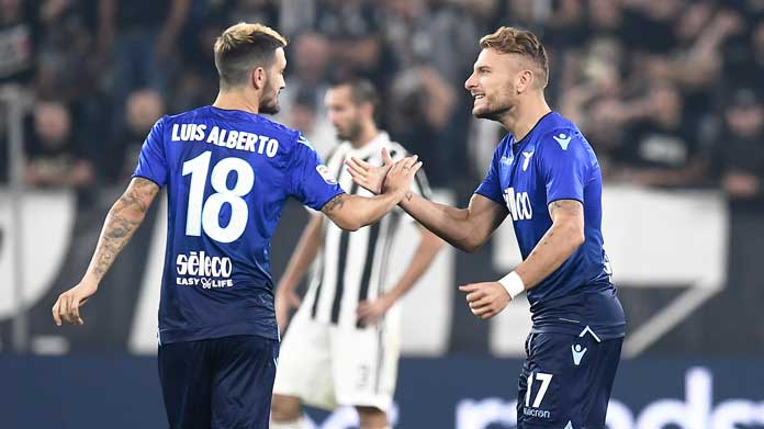 Luis Alberto and Ciro Immobile celebrate a goal against Juventus, Source- Lazio News 24