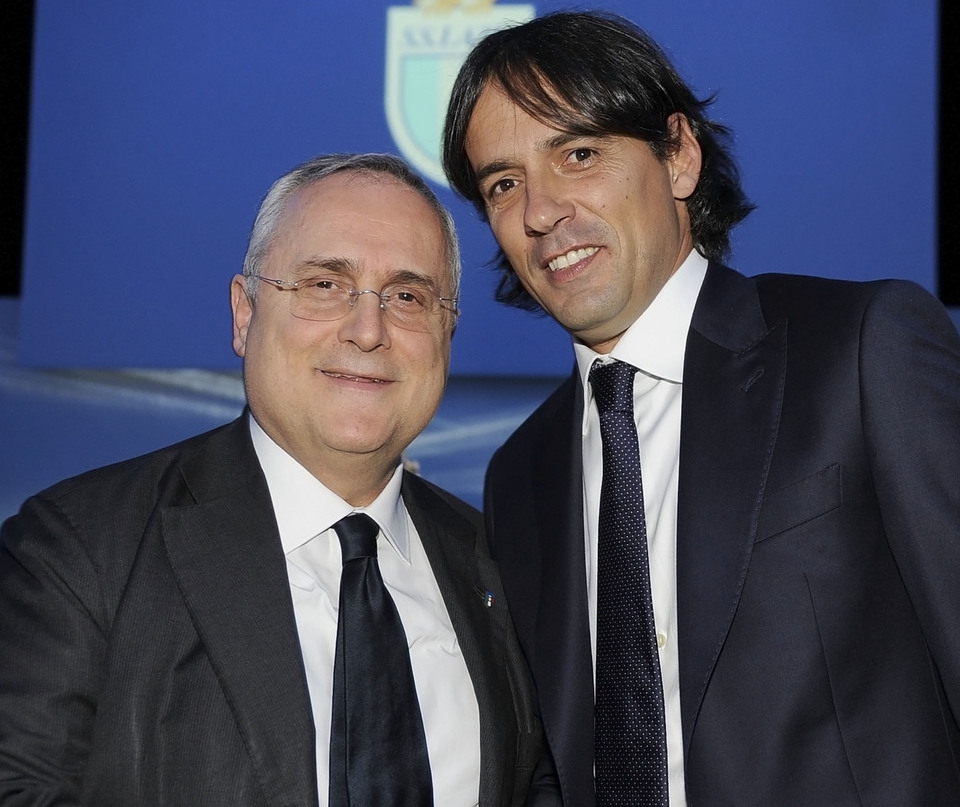 Lazio President Claudio Lotito and Coach Simone Inzaghi