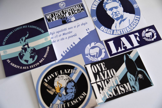 Stickers created by LAF, the 'Laziale and Anti-Fascist' Group, Source- Andreas Solaro