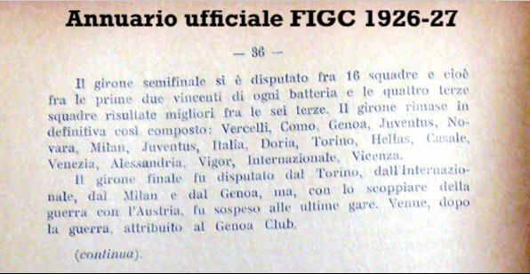 FIGC Official Yearbook of 1926/1927, Source- LazioStory.it