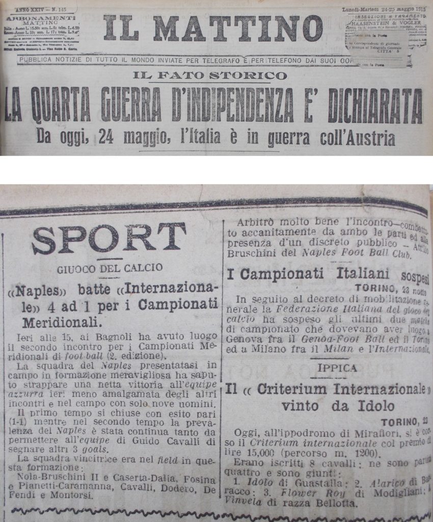 'Il Mattino': May 24th-25th, 1915, Source- LazioStory.it