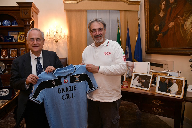 Lazio President Claudio Lotito and Croce Rossa Italiana President Francesco Rocca