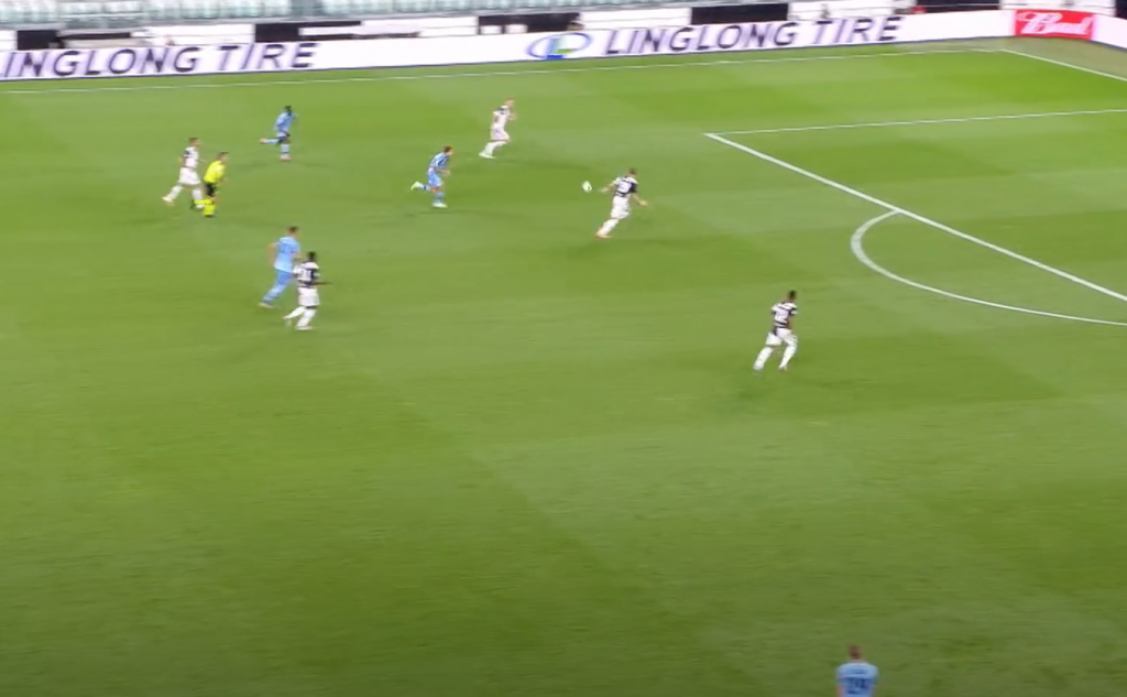 2019/20 Serie A, Matchday 34, Juventus vs Lazio: Francesco Acerbi Pass Bounces Between Matthijs de Ligt and Leonardo Bonucci