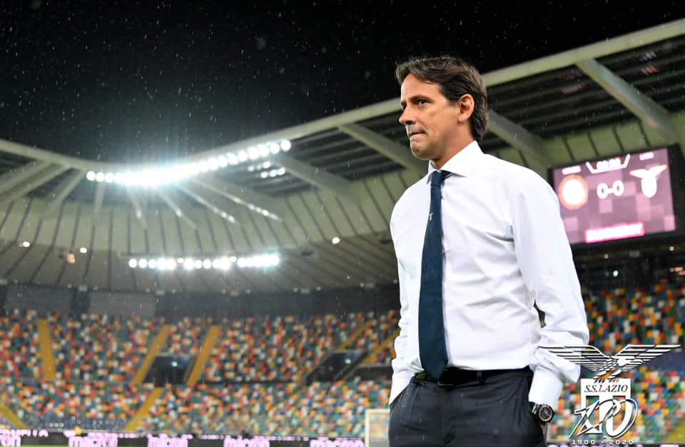 Simone Inzaghi In Deep-Thought During Udinese vs Lazio, Source: Official S.S. Lazio