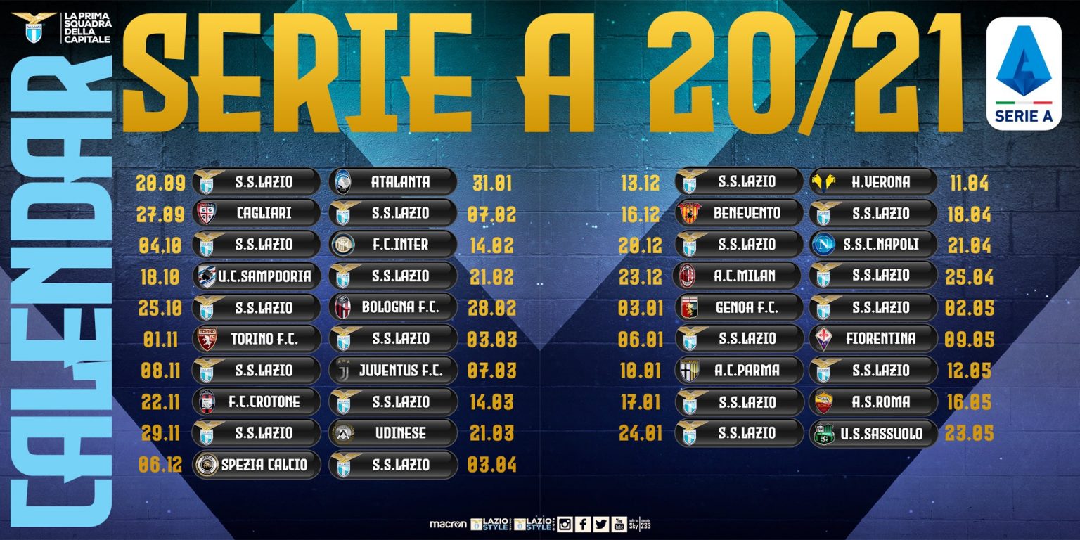 S.S. Lazio: 2020/21 Serie A Schedule | The Laziali