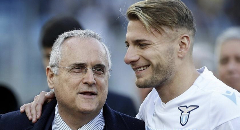 Lazio President Claudio Lotito and Italian Striker Ciro Immobile