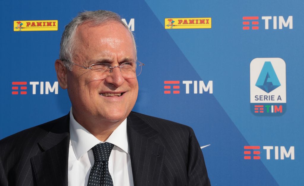 MILAN, ITALY - JULY 29: SS Lazio president Claudio Lotito attends the Serie A 2019/2020 fixture unveiling on July 29, 2019 in Milan, Italy. (Photo by Emilio Andreoli/Getty Images for Lega Serie A)