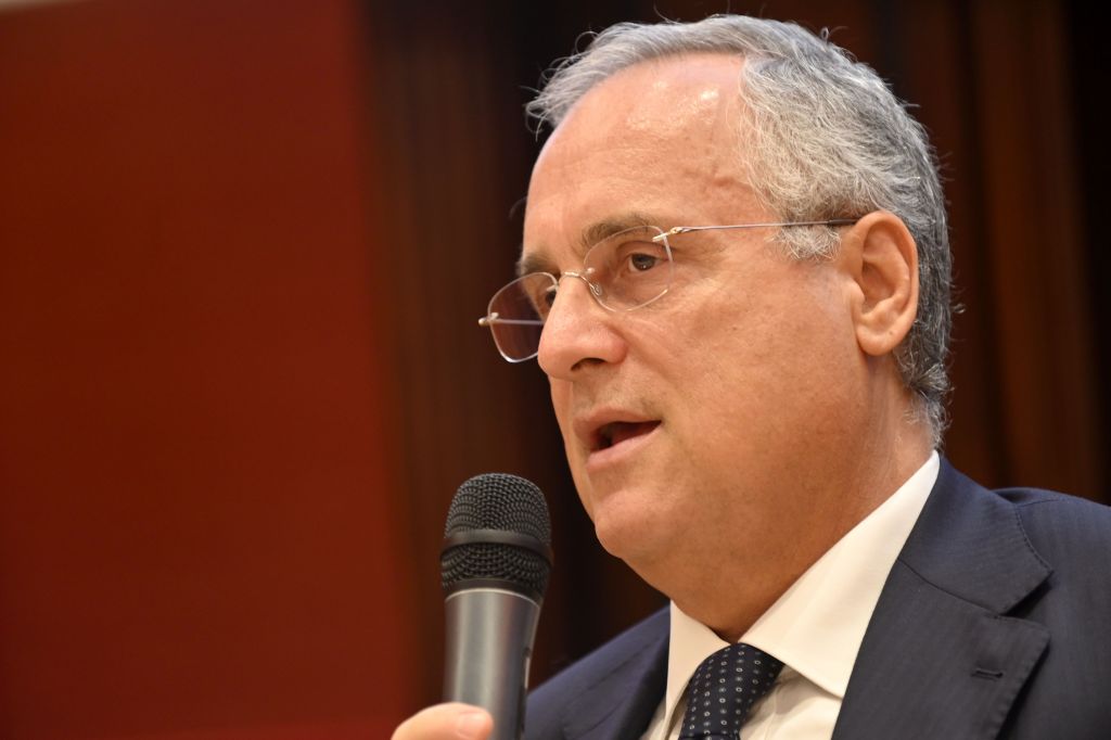 ROME, ITALY - SEPTEMBER 01: SS Lazio President Claudio Lotito during the SS Lazio press conference on at the Hotel Eden September 1, 2019 in Rome, Italy. (Photo by Marco Rosi/Getty Images)
