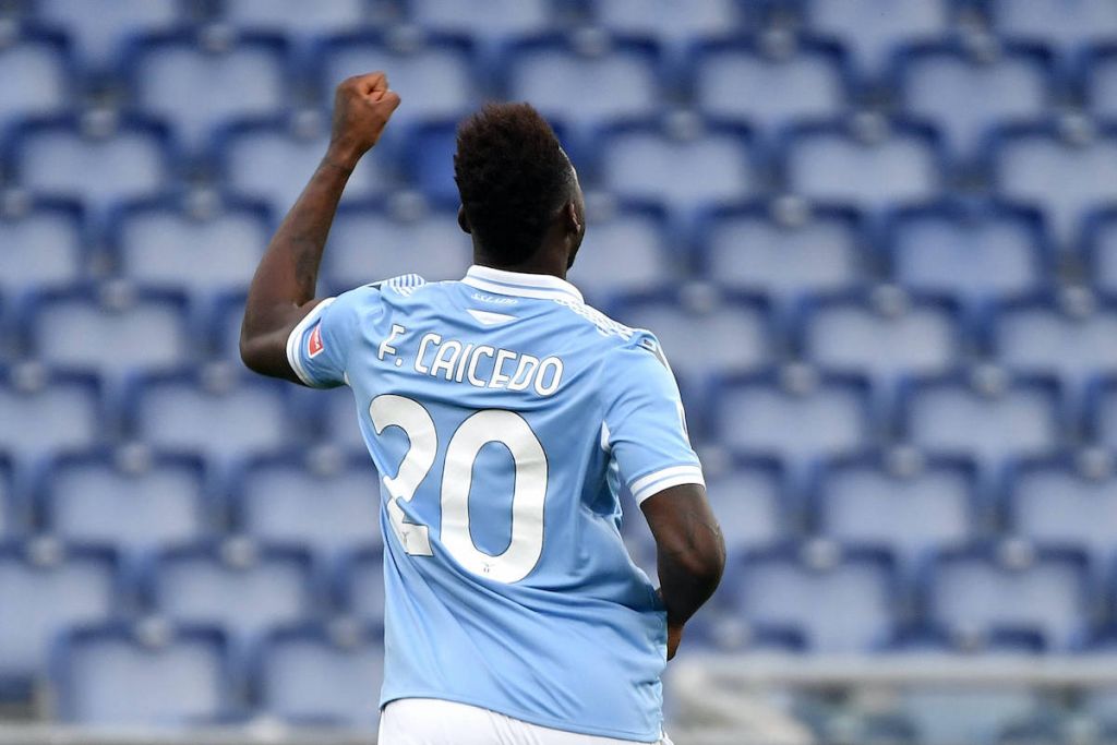 Felipe Caicedo of SS Lazio celebrates after scoring the goal of 3-2 during the Serie A football match between SS