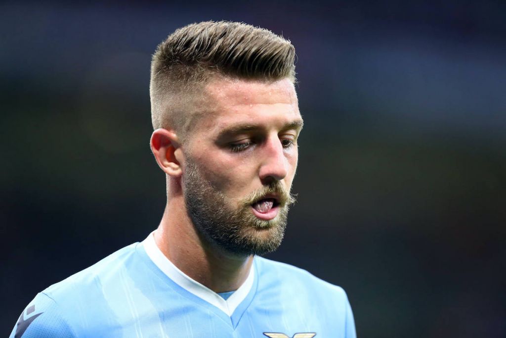 Sergej Milinkovic-Savic of Ss Lazio looks on during the Serie A match between Ac Milan and Ss Lazio