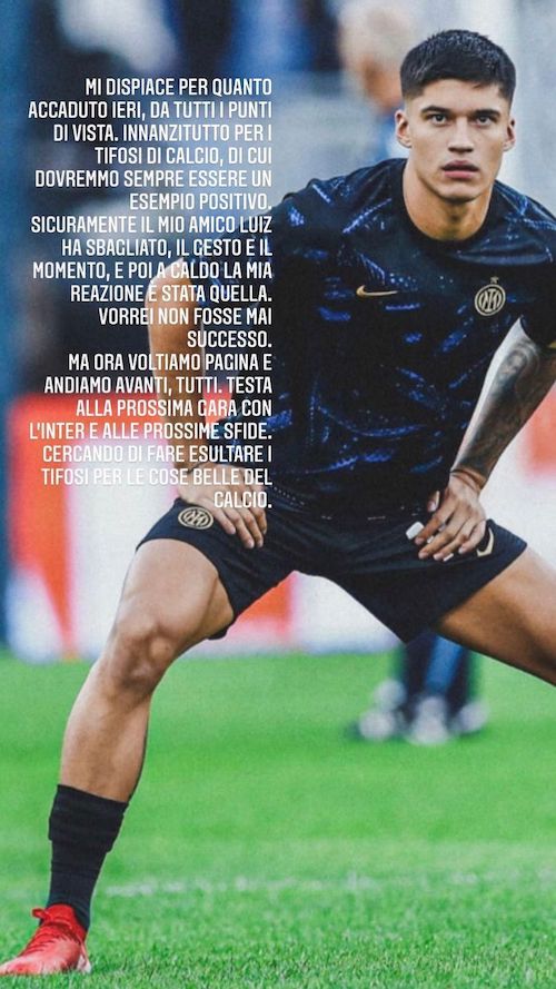 Correa instagram story on Luiz Felipe red Lazio v Inter