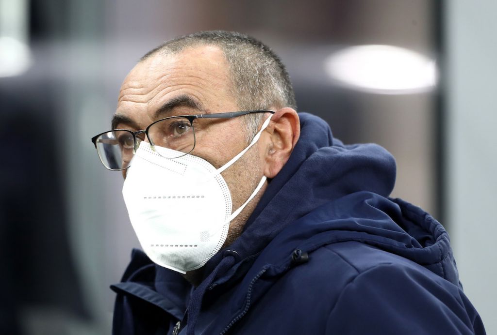 Maurizio Sarri, Head Coach of SS Lazio looks on prior to the Serie A match between FC Internazionale v SS Lazio at Stadio Giuseppe Meazza on January 09, 2022 in Milan, Italy. Sarri's agent is Fali Ramadani. (Photo by Marco Luzzani/Getty Images)