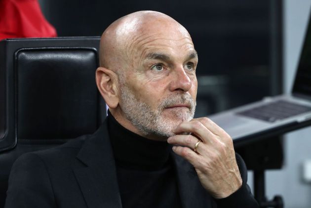 MILAN, ITALY - APRIL 15: AC Milan coach Stefano Pioli looks on before the Serie A match between AC Milan and Genoa CFC at Stadio Giuseppe Meazza on April 15, 2022 in Milan, Italy. (Photo by Marco Luzzani/Getty Images)