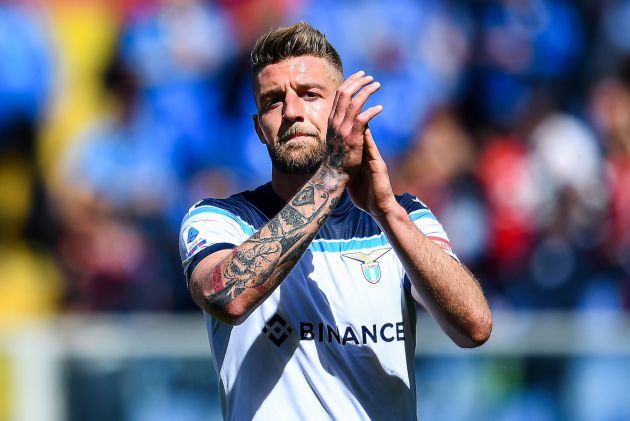 Sergej Milinkovic-Savic of Lazio greets the crowd after the Serie A match between Genoa CFC and SS Lazio at Stadio Luigi Ferraris on April 10, 2022 in Genoa, Italy.