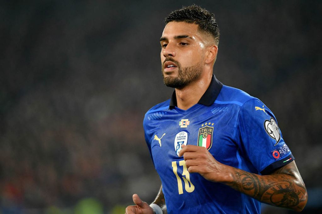 ROME, ITALY - NOVEMBER 12: Lazio linked Emerson Palmieri of Italy during the 2022 FIFA World Cup Qualifier match between Italy and Switzerland at Stadio Olimpico on November 12, 2021 in Rome, Italy. (Photo by Marco Rosi/Getty Images)
