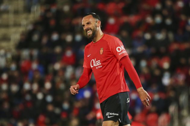 MALLORCA, SPAIN - MARCH 02: Galatasaray target Vedat Muriqi of RCD Mallorca reacts during the LaLiga Santander match between RCD Mallorca and Real Sociedad at Estadio de Son Moix on March 02, 2022 in Mallorca, Spain. (Photo by Rafa Babot/Getty Images)