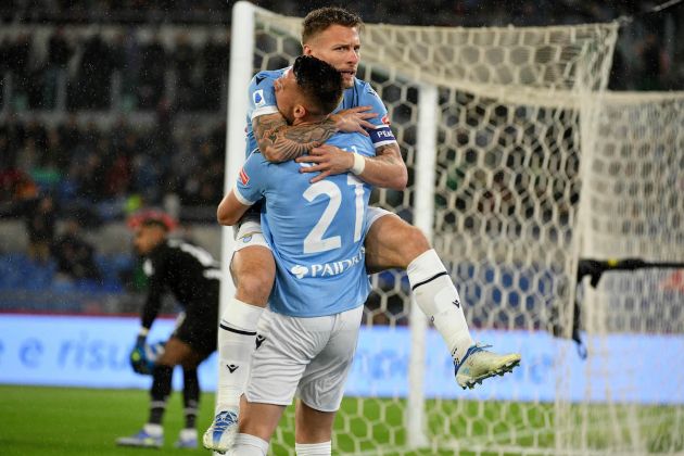 Ciro Immobile celebrates after scoring a goal Serie A match between SS Lazio and AC Milan at the Stadio Olimpico in Rome. Rome, 24 April 2022 © Marco Rosi / Fotonotizia