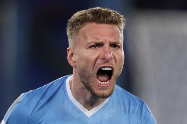 ROME, ITALY - APRIL 16: Ciro Immobile of Lazio celebrates scoring their side's first goal during the Serie A match between SS Lazio and Torino FC at Stadio Olimpico on April 16, 2022 in Rome, Italy. (Photo by Paolo Bruno/Getty Images)