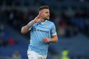 Sergej Milinkovic-Savic during the Serie A match between SS Lazio and US Sassuolo at Stadio Olimpico on April 2, 2022 in Rome, Italy.