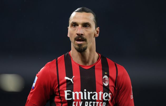 Zlatan Ibrahimovic of AC Milan during the Serie A match between SSC Napoli and AC Milan at Stadio Diego Armando Maradona on March 06, 2022 in Naples