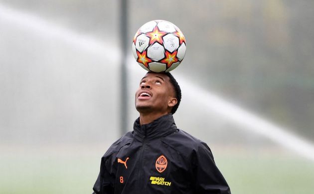 Shakhtar Donetsk midfielder Marcos Antonio takes part in a training session at the club's training ground outside Kiev on October 18, 2021 on the eve of their UEFA Champions League football match against Real Madrid. (Photo by Sergei SUPINSKY / AFP) (Photo by SERGEI SUPINSKY/AFP via Getty Images)