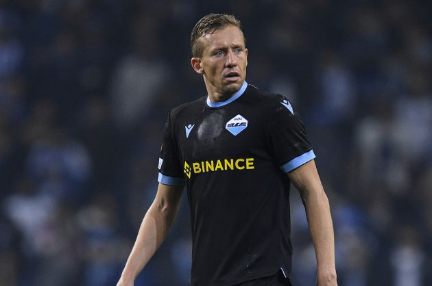 PORTO, PORTUGAL - FEBRUARY 17: Lucas Leiva of SS Lazio in action during the UEFA Europa League Knockout Round Play-Offs Leg One match between FC Porto and SS Lazio at Estadio do Dragao on February 17, 2022 in Porto, Portugal. (Photo by Octavio Passos/Getty Images)