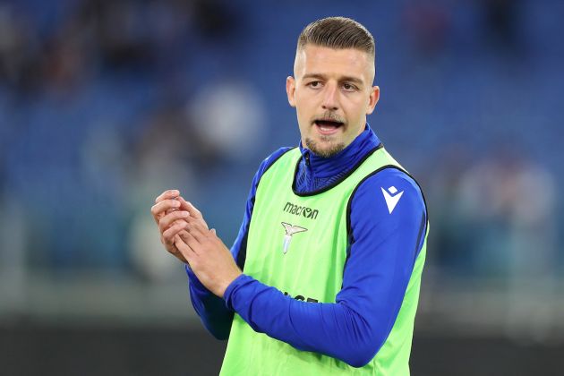 ROME, ITALY - MAY 07: Sergej Milinkovic-Savic of SS Lazio warms up prior to the Serie A match between SS Lazio and UC Sampdoria at Stadio Olimpico on May 07, 2022 in Rome, Italy. (Photo by Paolo Bruno/Getty Images)