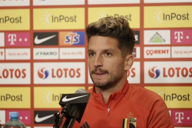 Napoli forward and Lazio linked Dries Mertens pictured during a press conference of the Belgian national team, the Red Devils, Monday 13 June 2022 in Warsaw, Poland, in preparation of the upcoming UEFA Nations League game of tomorrow in Poland. BELGA PHOTO BRUNO FAHY (Photo by BRUNO FAHY / BELGA MAG / Belga via AFP) (Photo by BRUNO FAHY/BELGA MAG/AFP via Getty Images)