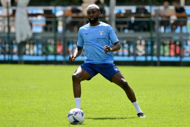 AURONZO DI CADORE, ITALY - JULY 06: Daniel Akpa Akpro of SS Lazio in action during the SS Lazio training session on July 06, 2022 in Auronzo di Cadore, Italy. (Photo by Marco Rosi - SS Lazio/Getty Images)