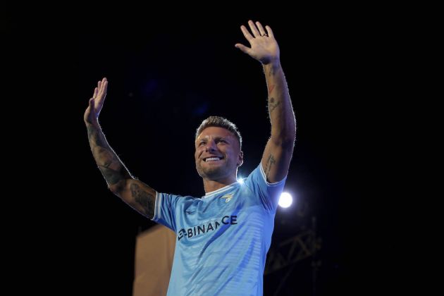 ROME, ITALY - JULY 04: Cifo Immobile of SS Lazio poses during the SS Lazio new kit unveiling at the Popolo square on July 04, 2022 in Rome, Italy. (Photo by Marco Rosi - SS Lazio/Getty Images)