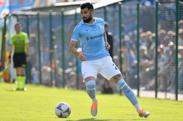 AURONZO DI CADORE, ITALY - JULY 17: Elseid Hysaj of SS Lazio in action during the friendly match SS Lazio v Triestina on July 17, 2022 in Auronzo di Cadore, Italy. (Photo by Marco Rosi - SS Lazio/Getty Images)