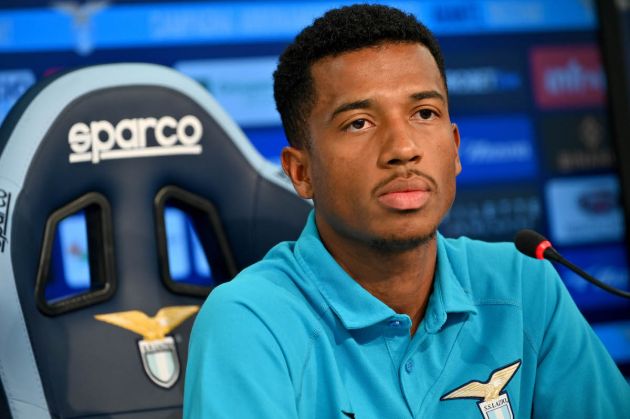 ROME, ITALY - AUGUST 04: SS Lazio new player Marcos Antonio during the press conference at the Formello sport centre on August 04, 2022 in Rome, Italy. (Photo by Marco Rosi - SS Lazio/Getty Images)