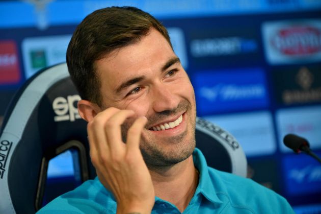 ROME, ITALY - AUGUST 03: SS Lazio new player Alessio Romagnoli during the press conference at the Formello sport centre on August 03, 2022 in Rome, Italy. (Photo by Marco Rosi - SS Lazio/Getty Images)