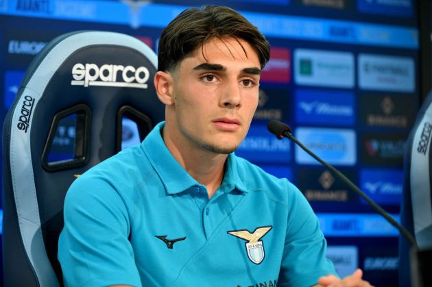 ROME, ITALY - AUGUST 02: SS Lazio new player Matteo Cancellieri during the press conference on August 02, 2022 in Rome, Italy. (Photo by Marco Rosi - SS Lazio/Getty Images)