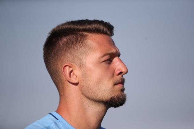 ROME, ITALY - JULY 25: Sergej Milinkovic-Savic of SS Lazio looks on during the training session at Formello Sport Centre on July 25, 2022 in Rome, Italy. (Photo by Paolo Bruno/Getty Images)