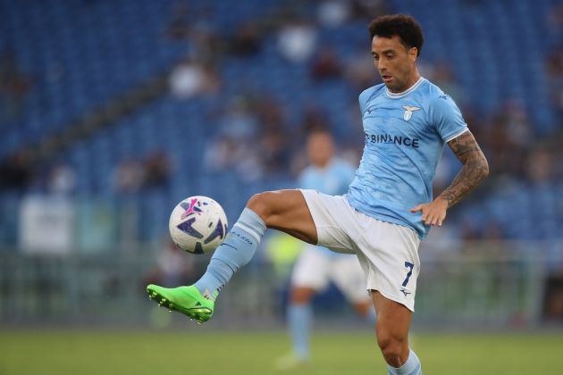 ROME, ITALY - AUGUST 14: Felipe Anderson of SS Lazio in action during the Serie A match between SS Lazio and Bologna FC at Stadio Olimpico on August 14, 2022 in Rome, Italy. (Photo by Paolo Bruno/Getty Images)