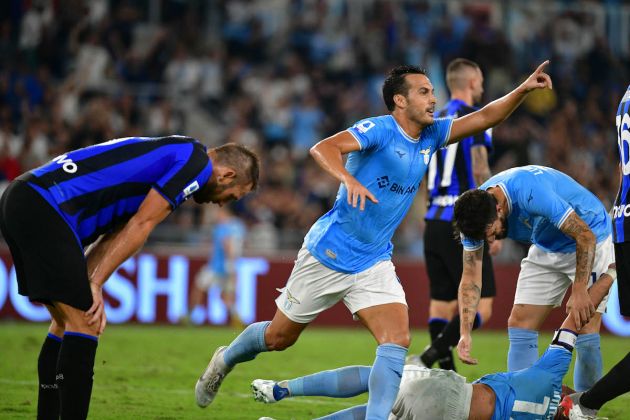 ROME, ITALY - AUGUST 26: Pedro Rodriguez of SS Lazio celebrates a third goal with his team mates during the Serie A match between SS Lazio and FC Internazionale at Stadio Olimpico on August 26, 2022 in Rome, Italy. (Photo by Marco Rosi - SS Lazio/Getty Images)