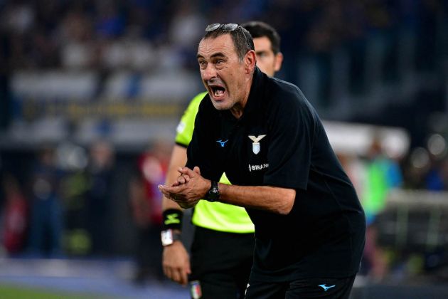 ROME, ITALY - AUGUST 26: SS Lazio head coach Maurizio Sarri during the Serie A match between SS Lazio and FC Internazionale at Stadio Olimpico on August 26, 2022 in Rome, Italy. (Photo by Marco Rosi - SS Lazio/Getty Images)