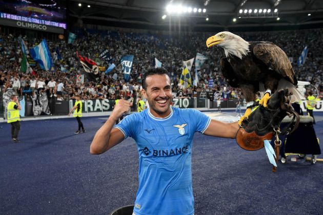ROME, ITALY - AUGUST 26: Pedro Rodriguez of SS Lazio celebrates a victory after the Serie A match between SS Lazio and FC Internazionale at Stadio Olimpico on August 26, 2022 in Rome, Italy. (Photo by Marco Rosi - SS Lazio/Getty Images)