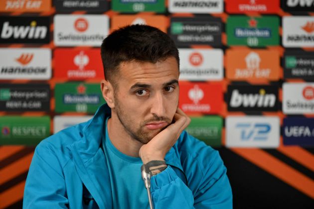 HERNING, DENMARK - SEPTEMBER 14: Matias Vecino of SS Lazio looks on during the press conference at the MCH arena on September 14, 2022 in Herning, Denmark. (Photo by Marco Rosi - SS Lazio/Getty Images)