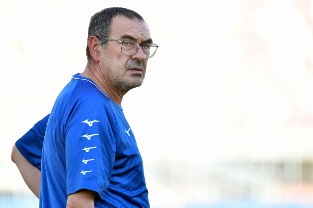 PIACENZA, ITALY - SEPTEMBER 16: SS Lazio head coach Maurizio Sarri looks on during the SS Lazio training session at the Garilli Stadium on September 16, 2022 in Piacenza, Italy. (Photo by Marco Rosi - SS Lazio/Getty Images)