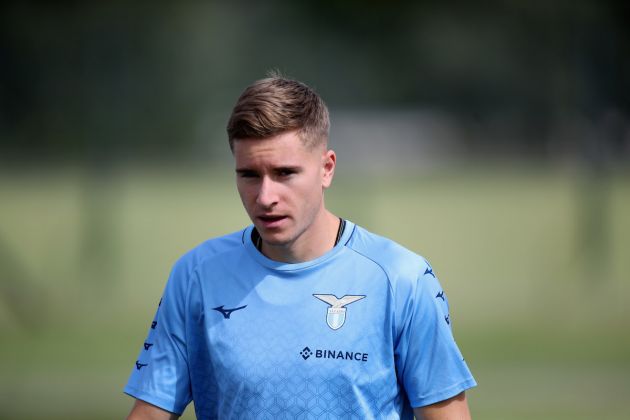 ROME, ITALY - SEPTEMBER 14: Toma Basic of SS Lazio looks on during the training session at Formello sport centre on September 14, 2022 in Rome, Italy. (Photo by Paolo Bruno/Getty Images)
