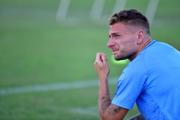 PIACENZA, ITALY - SEPTEMBER 16: Ciro Immobile of SS Lazio gestures during the SS Lazio training session at the Garilli Stadium on September 16, 2022 in Piacenza, Italy. (Photo by Marco Rosi - SS Lazio/Getty Images)