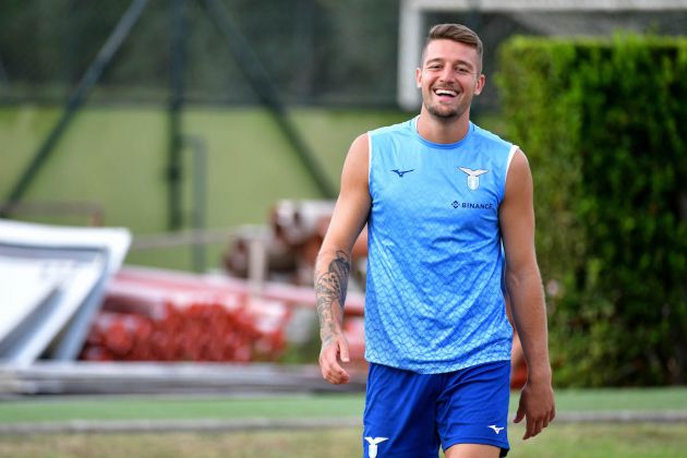 ROME, ITALY - AUGUST 09: Sergej Milinkovic-Savic of SS lazio during the SS Lazio training session at the Formello sport centre on August 09, 2022 in Rome, Italy. (Photo by Marco Rosi - SS Lazio/Getty Images)
