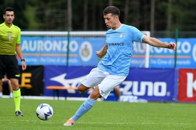 AURONZO DI CADORE, ITALY - JULY 10: Nicolò Casale of SS Lazio in action during the friendly match SS Lazio v Auronzo di Cador on July 10, 2022 in Auronzo di Cadore, Italy. (Photo by Marco Rosi - SS Lazio/Getty Images)