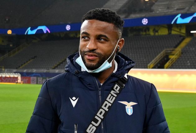 DORTMUND, GERMANY - DECEMBER 01: Thomas Strakosha and Djavan Anderson of SS Lazio during the walk around ahead of their UEFA Champions League Group F stage match against Borussia Dortmund at Signal Iduna Park on December 01, 2020 in Dortmund, Germany. (Photo by Marco Rosi - SS Lazio/Getty Images)