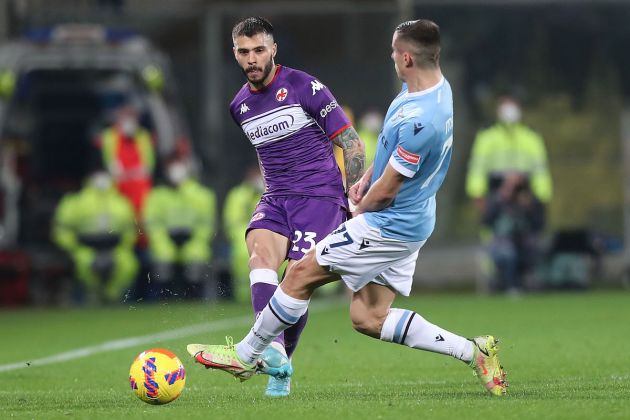 FLORENCE, ITALY - FEBRUARY 05: Lorenzo Venuti of ACF Fiorentina in action during the Serie A match between ACF Fiorentina and SS Lazio at Stadio Artemio Franchi on February 5, 2022 in Florence, Italy. (Photo by Gabriele Maltinti/Getty Images)