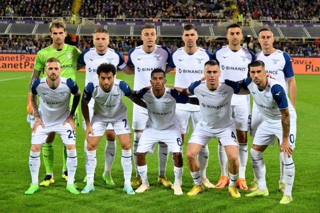 FLORENCE, ITALY - OCTOBER 10: The SS Lazio team line up ashea during the Serie A match between ACF Fiorentina and SS Lazio at Stadio Artemio Franchi on October 10, 2022 in Florence, Italy. (Photo by Marco Rosi - SS Lazio/Getty Images)