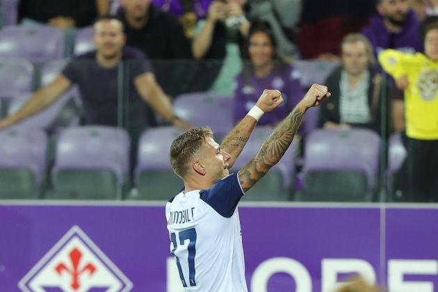 FLORENCE, ITALY - OCTOBER 10: Ciro Immobile of SS Lazio celebrates after scoring a goal during the Serie A match between ACF Fiorentina and SS Lazio at Stadio Artemio Franchi on October 10, 2022 in Florence, Italy. (Photo by Gabriele Maltinti/Getty Images)